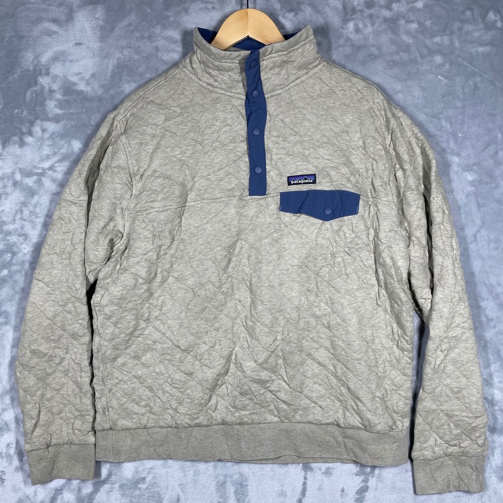 Patagonia Organic Cotton Quilt Snap-T Pullover Grey Blue 25371 Mens XL